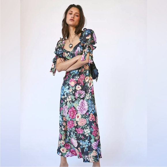 ▪️Selkie The Puck Poet Slip Floral Silk Dress 1X - Picture 6 of 16